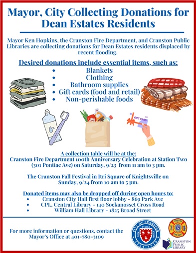 Cranston Collecting Donations for Dean Estates Residents